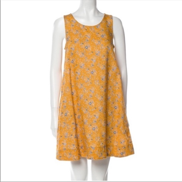 EUC Rachel Zoe Yellow Floral Linen Tent Dress Size Medium - Picture 1 of 10